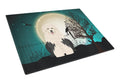 Halloween Scary Old English Sheepdog Cutting Board Tempered Glass Kitchen Cutting Surface, Heat Resistant Chopping, Non-Slip Feet, Food Prep & Serving