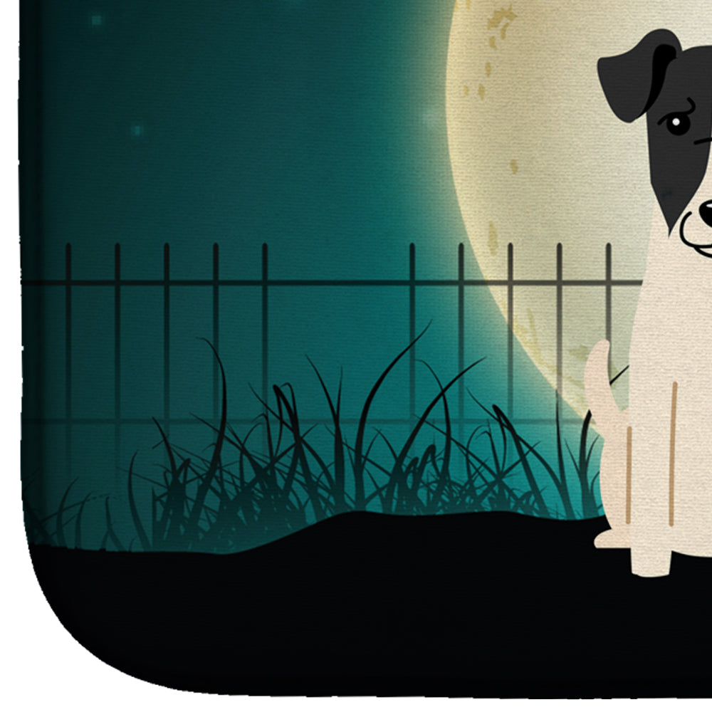 Halloween Scary Smooth Fox Terrier Dish Drying Mat Absorbent Dish Drying Mat Pad for Kitchen Counter Dish Drainer Mat for Countertop, 14 x 21", Multicolor