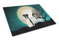 Halloween Scary Smooth Fox Terrier Cutting Board Tempered Glass Kitchen Cutting Surface, Heat Resistant Chopping, Non-Slip Feet, Food Prep & Serving
