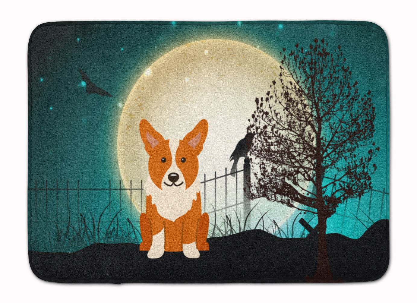Halloween Scary Corgi Memory Foam Kitchen Mat Machine Washable Anti-Fatigue Cushion Comfort Bath or Kitchen Rug