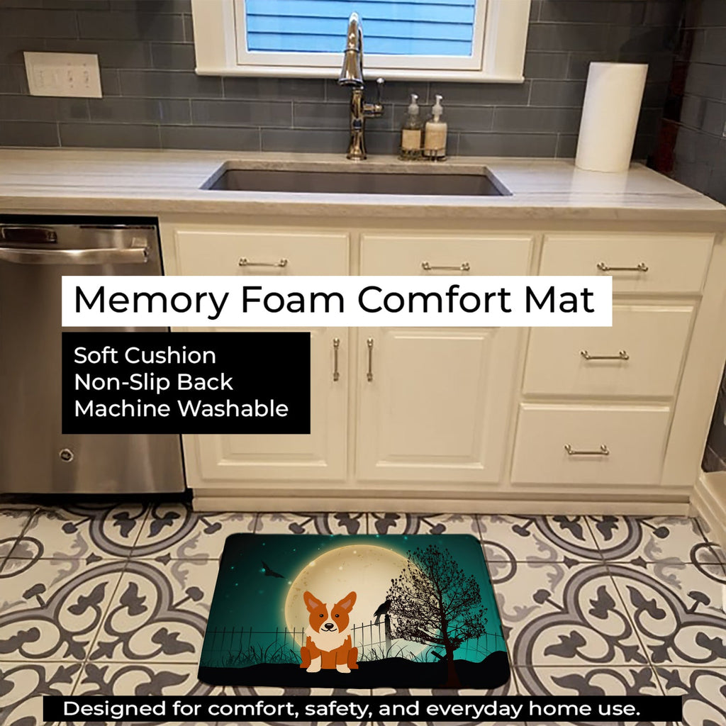 Halloween Scary Corgi Memory Foam Kitchen Mat Machine Washable Anti-Fatigue Cushion Comfort Bath or Kitchen Rug