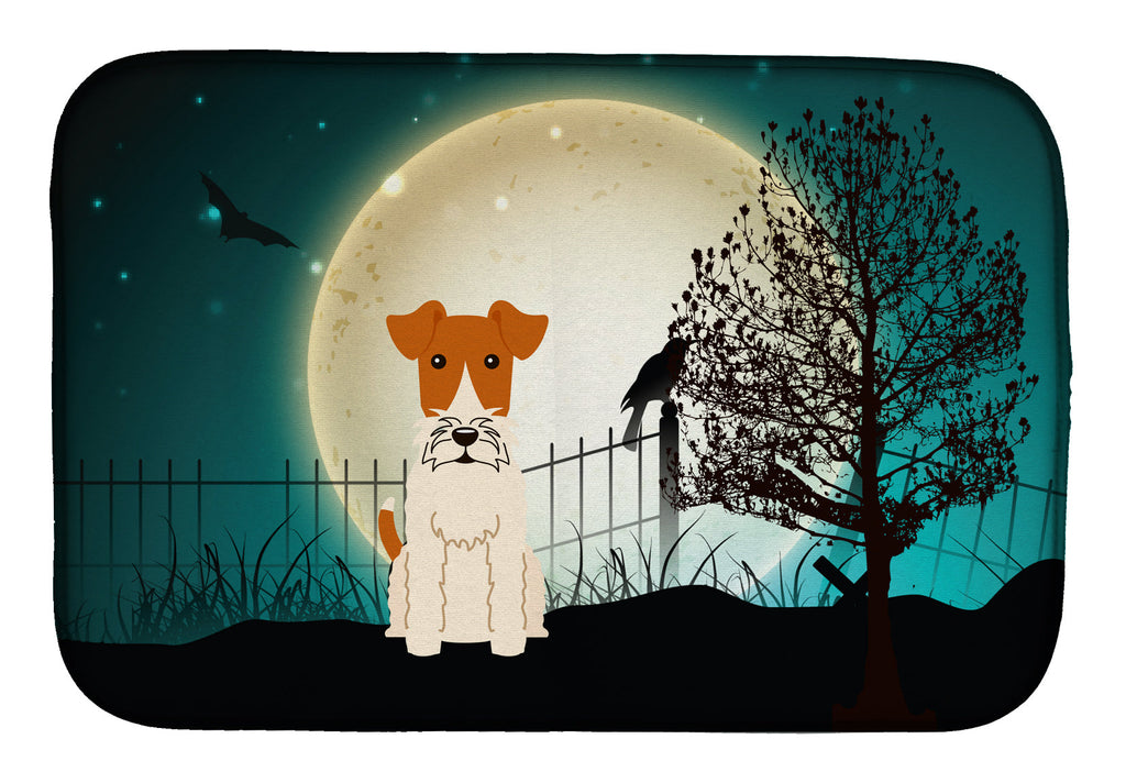 Halloween Scary Wire Fox Terrier Dish Drying Mat Absorbent Dish Drying Mat Pad for Kitchen Counter Dish Drainer Mat for Countertop, 14 x 21", Multicolor