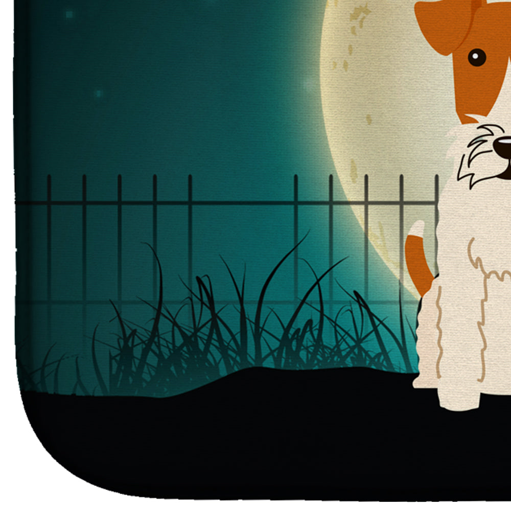 Halloween Scary Wire Fox Terrier Dish Drying Mat Absorbent Dish Drying Mat Pad for Kitchen Counter Dish Drainer Mat for Countertop, 14 x 21", Multicolor