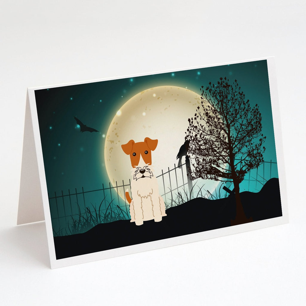 Halloween Scary Wire Fox Terrier Greeting Cards Pack of 8 Blank Cards with Envelopes Whimsical A7 Size 5x7