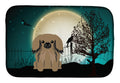 Halloween Scary Pekingese Tan Dish Drying Mat Absorbent Dish Drying Mat Pad for Kitchen Counter Dish Drainer Mat for Countertop, 14 x 21", Multicolor