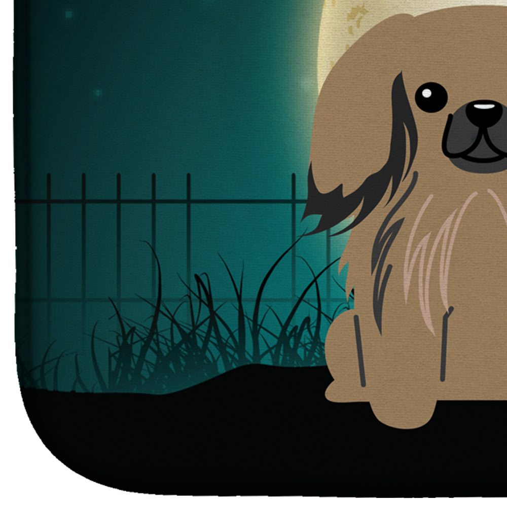 Halloween Scary Pekingese Tan Dish Drying Mat Absorbent Dish Drying Mat Pad for Kitchen Counter Dish Drainer Mat for Countertop, 14 x 21", Multicolor