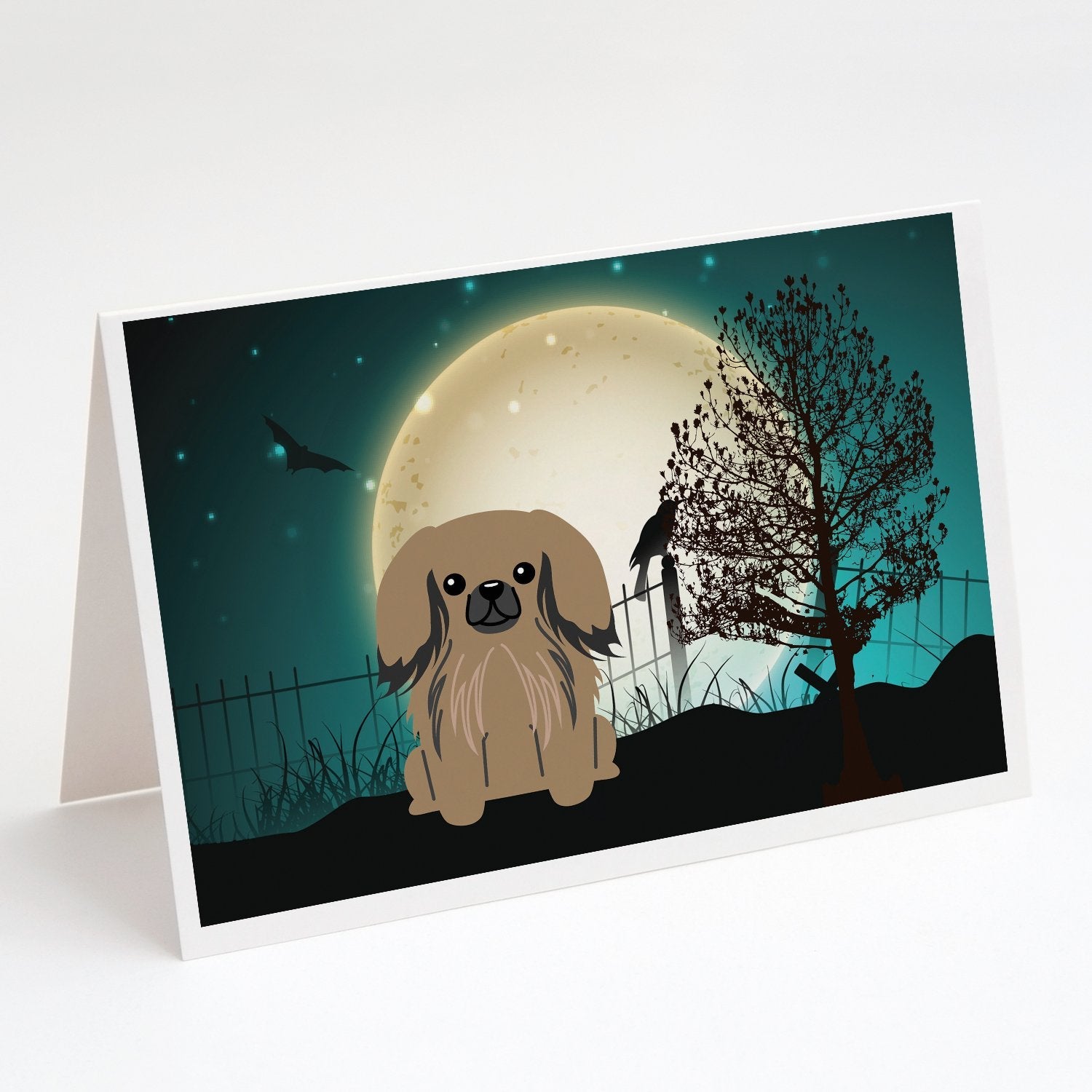 Halloween Scary Pekingese Tan Greeting Cards Pack of 8 Blank Cards with Envelopes Whimsical A7 Size 5x7