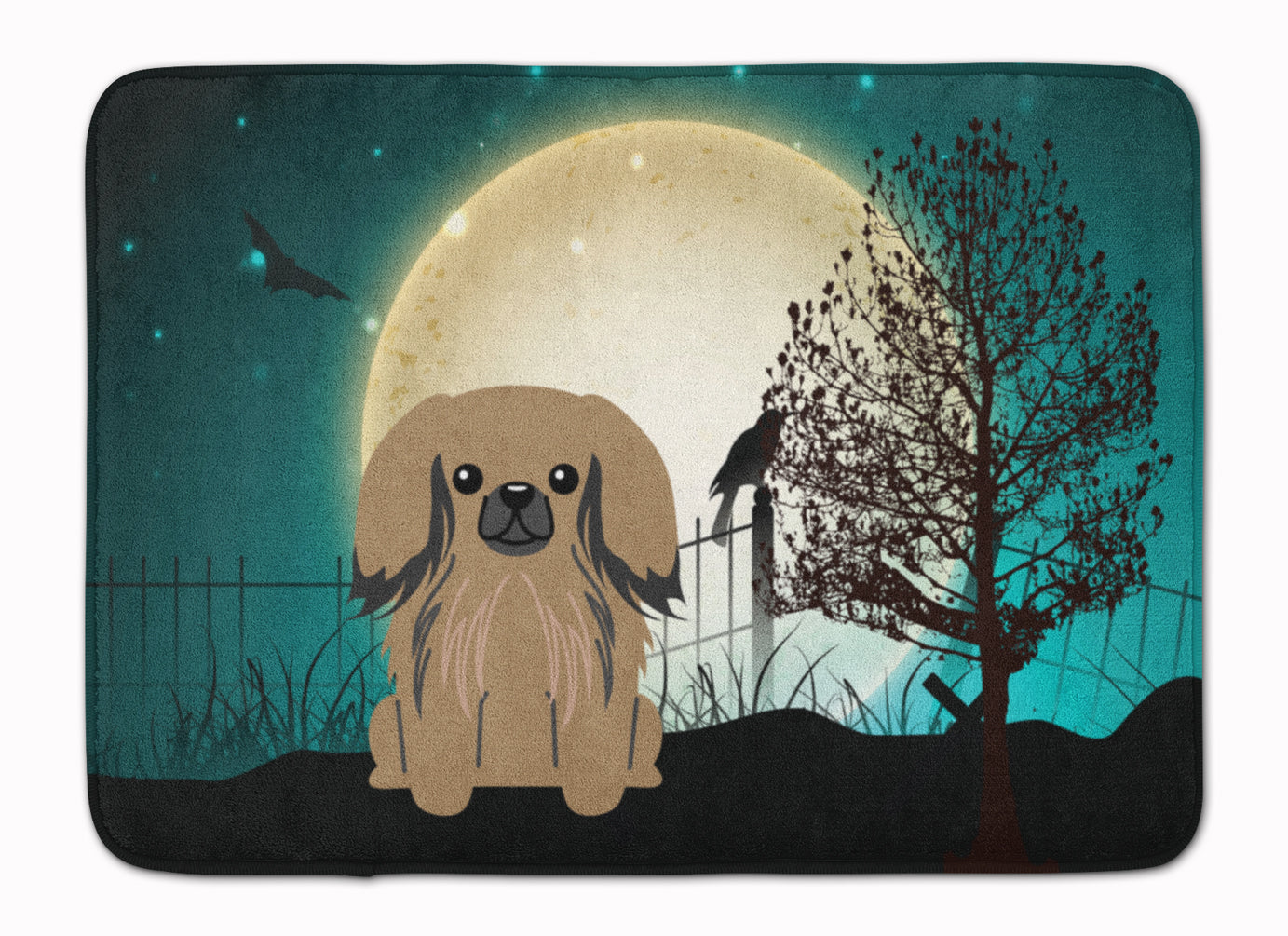 Halloween Scary Pekingese Tan Memory Foam Kitchen Mat Machine Washable Anti-Fatigue Cushion Comfort Bath or Kitchen Rug