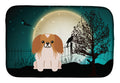 Halloween Scary Pekingese Red White Dish Drying Mat Absorbent Dish Drying Mat Pad for Kitchen Counter Dish Drainer Mat for Countertop, 14 x 21", Multicolor