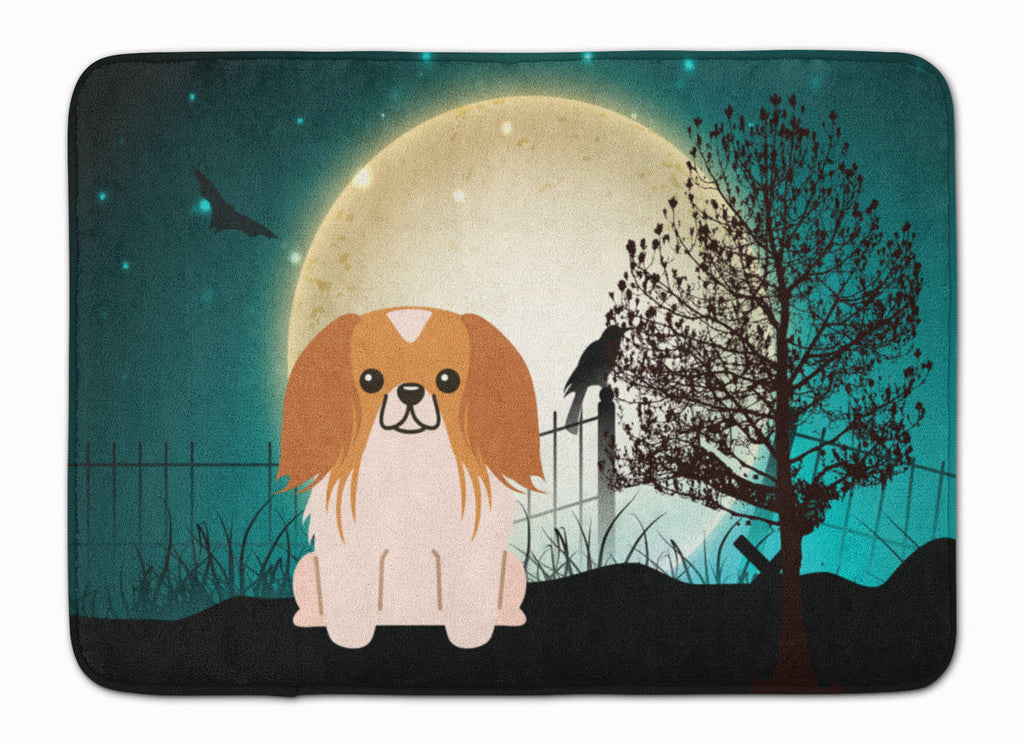 Halloween Scary Pekingese Red White Memory Foam Kitchen Mat Machine Washable Anti-Fatigue Cushion Comfort Bath or Kitchen Rug