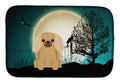 Halloween Scary Pekingese Fawn Sable Dish Drying Mat Absorbent Dish Drying Mat Pad for Kitchen Counter Dish Drainer Mat for Countertop, 14 x 21", Multicolor