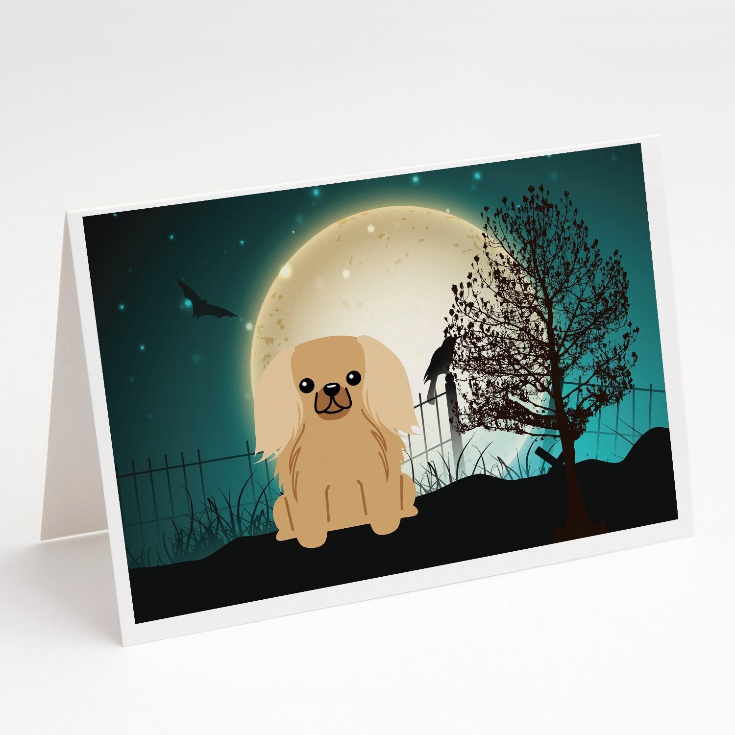 Halloween Scary Pekingese Fawn Sable Greeting Cards Pack of 8 Blank Cards with Envelopes Whimsical A7 Size 5x7