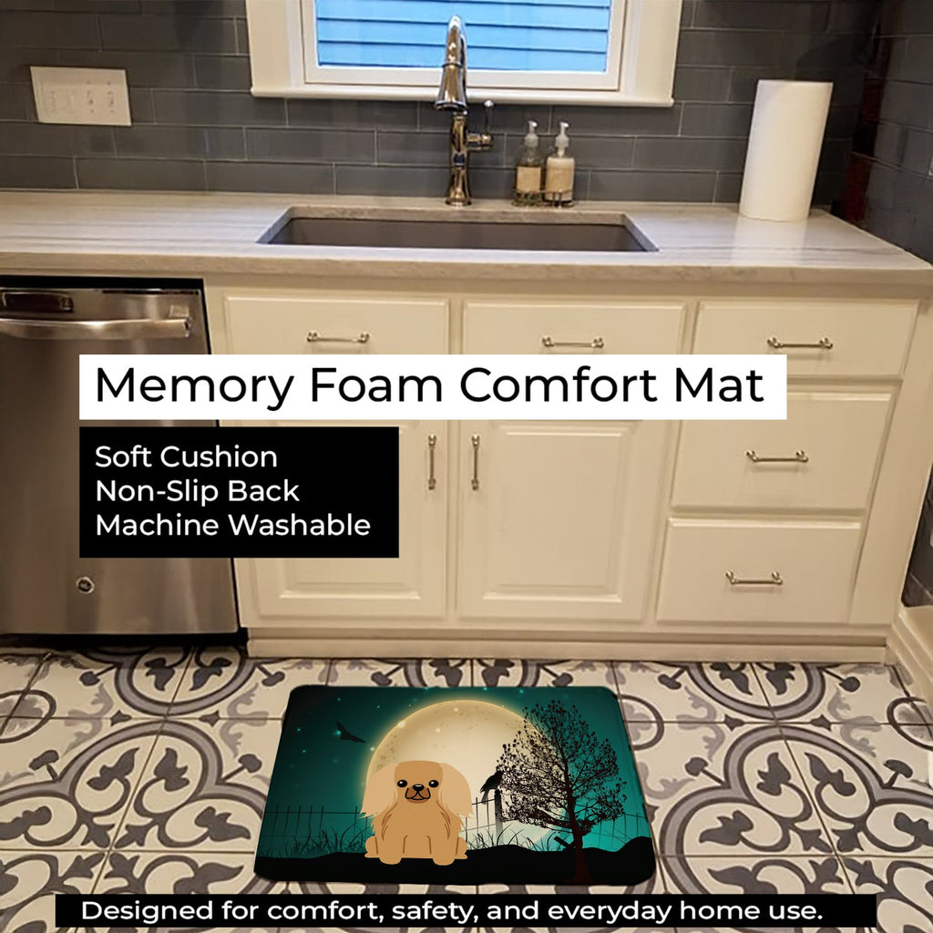 Halloween Scary Pekingese Fawn Sable Memory Foam Kitchen Mat Machine Washable Anti-Fatigue Cushion Comfort Bath or Kitchen Rug