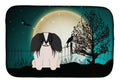 Halloween Scary Pekingese Black White Dish Drying Mat Absorbent Dish Drying Mat Pad for Kitchen Counter Dish Drainer Mat for Countertop, 14 x 21", Multicolor