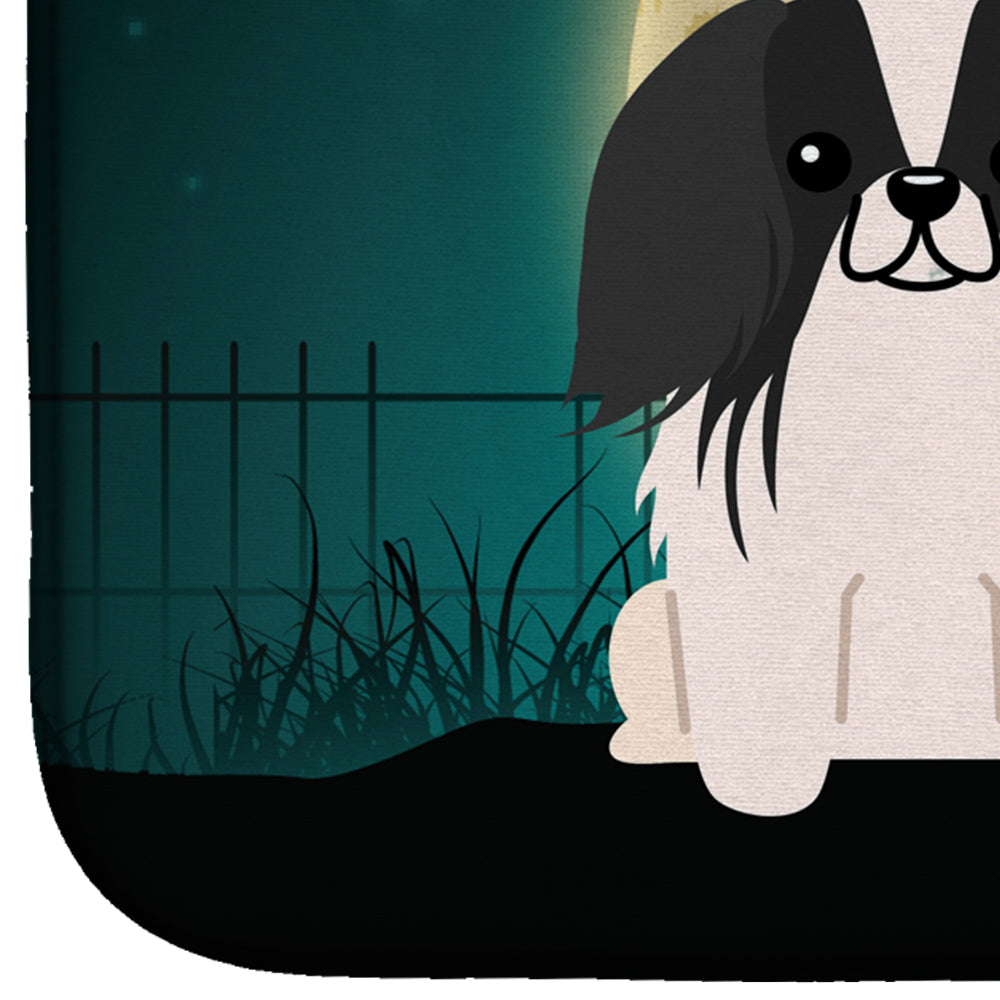 Halloween Scary Pekingese Black White Dish Drying Mat Absorbent Dish Drying Mat Pad for Kitchen Counter Dish Drainer Mat for Countertop, 14 x 21", Multicolor