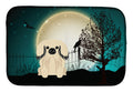 Halloween Scary Pekingese Cream Dish Drying Mat Absorbent Dish Drying Mat Pad for Kitchen Counter Dish Drainer Mat for Countertop, 14 x 21", Multicolor