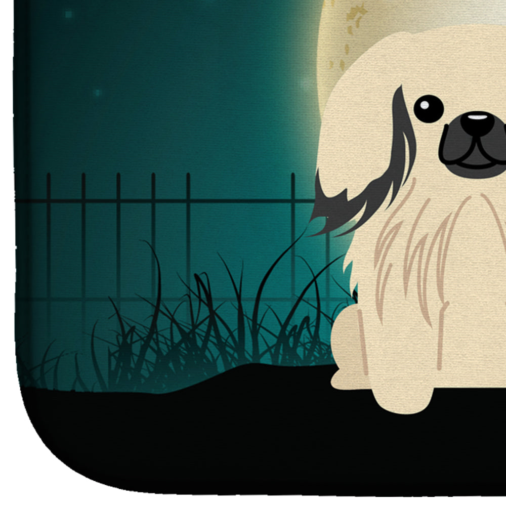 Halloween Scary Pekingese Cream Dish Drying Mat Absorbent Dish Drying Mat Pad for Kitchen Counter Dish Drainer Mat for Countertop, 14 x 21", Multicolor