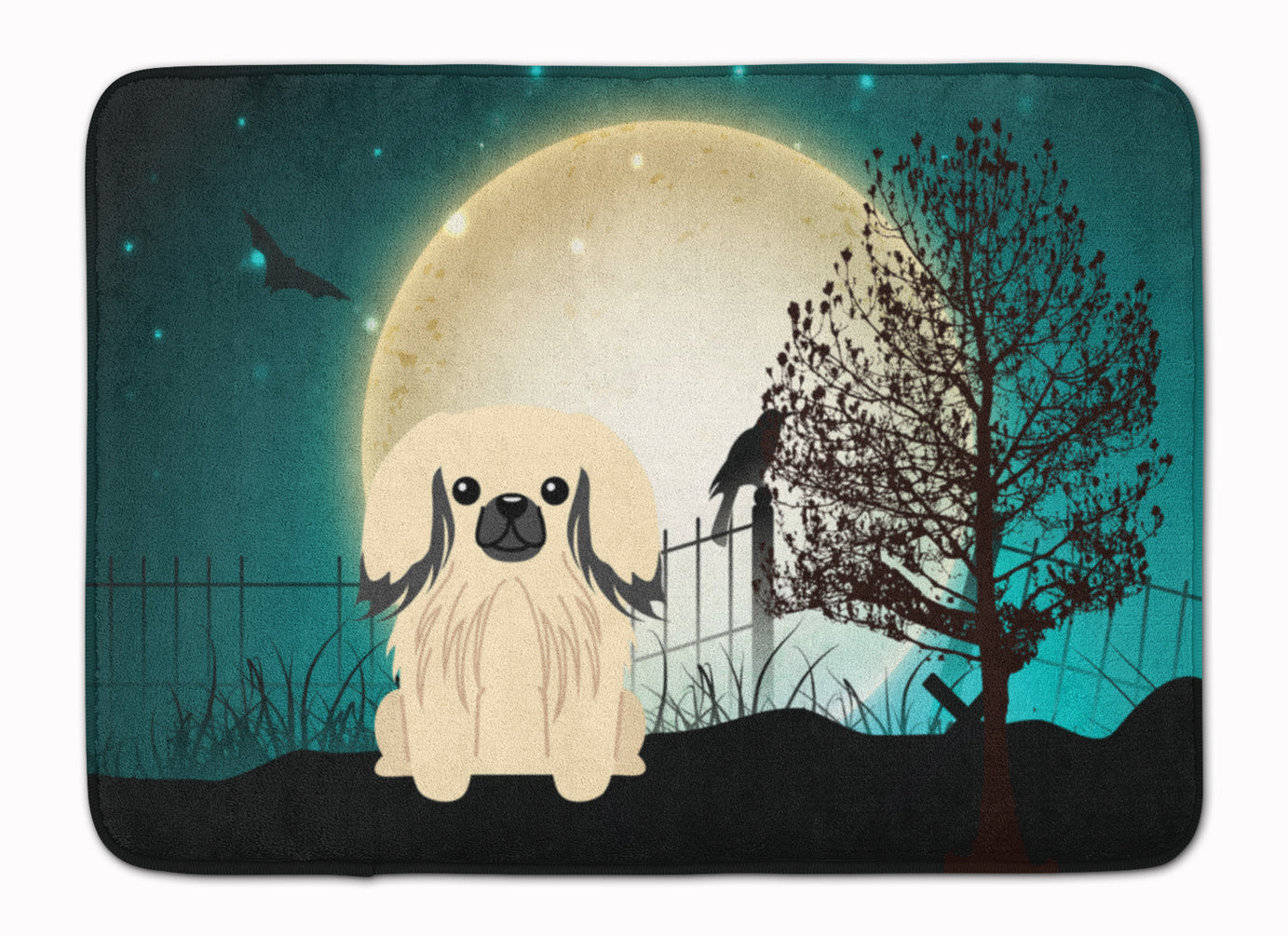 Halloween Scary Pekingese Cream Memory Foam Kitchen Mat Machine Washable Anti-Fatigue Cushion Comfort Bath or Kitchen Rug