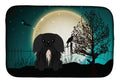 Halloween Scary Pekingese Black Dish Drying Mat Absorbent Dish Drying Mat Pad for Kitchen Counter Dish Drainer Mat for Countertop, 14 x 21", Multicolor