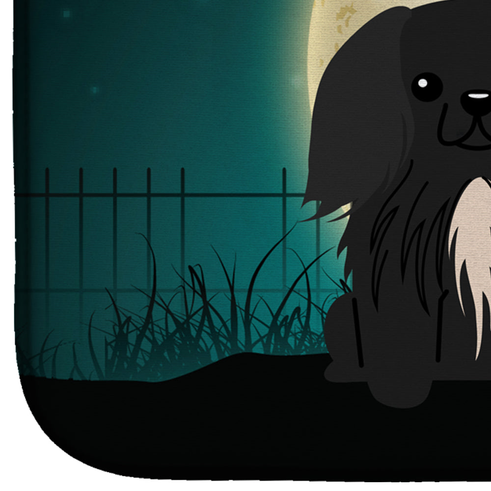 Halloween Scary Pekingese Black Dish Drying Mat Absorbent Dish Drying Mat Pad for Kitchen Counter Dish Drainer Mat for Countertop, 14 x 21", Multicolor