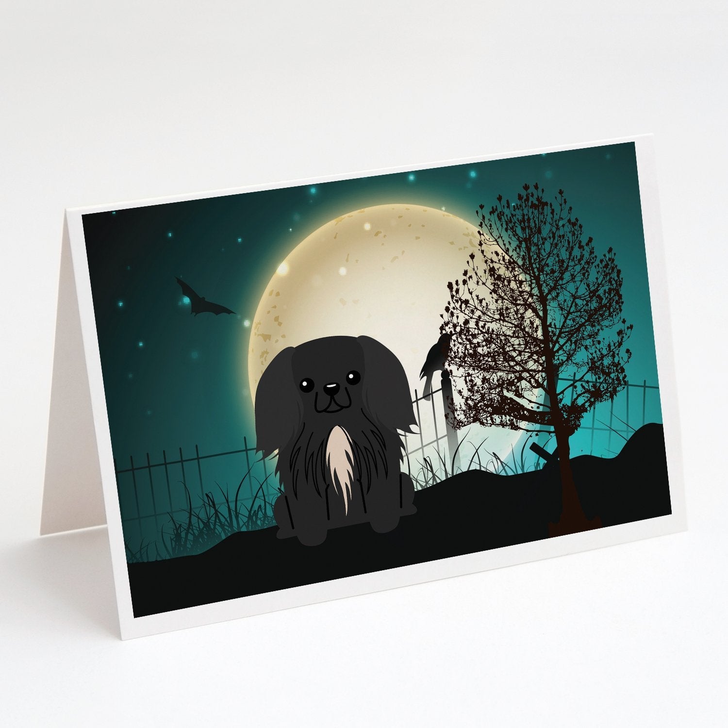 Halloween Scary Pekingese Black Greeting Cards Pack of 8 Blank Cards with Envelopes Whimsical A7 Size 5x7