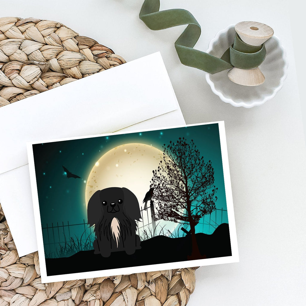Halloween Scary Pekingese Black Greeting Cards Pack of 8 Blank Cards with Envelopes Whimsical A7 Size 5x7