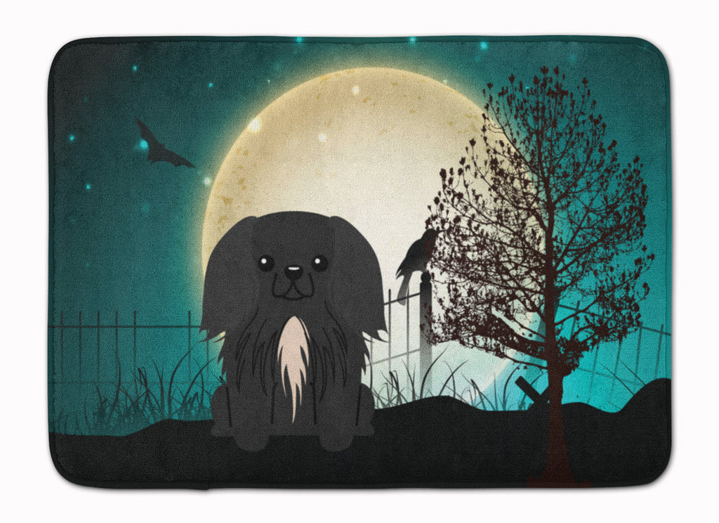Halloween Scary Pekingese Black Memory Foam Kitchen Mat Machine Washable Anti-Fatigue Cushion Comfort Bath or Kitchen Rug