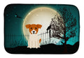 Halloween Scary Jack Russell Terrier Dish Drying Mat Absorbent Dish Drying Mat Pad for Kitchen Counter Dish Drainer Mat for Countertop, 14 x 21", Multicolor