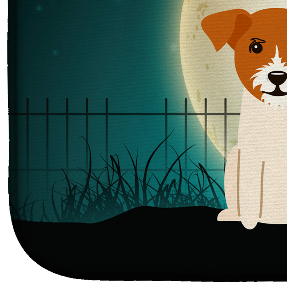 Halloween Scary Jack Russell Terrier Dish Drying Mat Absorbent Dish Drying Mat Pad for Kitchen Counter Dish Drainer Mat for Countertop, 14 x 21", Multicolor