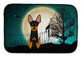 Halloween Scary English Toy Terrier Dish Drying Mat Absorbent Dish Drying Mat Pad for Kitchen Counter Dish Drainer Mat for Countertop, 14 x 21", Multicolor