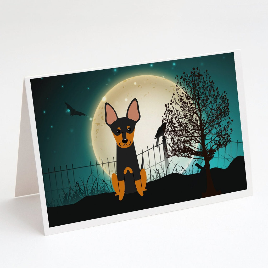 Halloween Scary English Toy Terrier Greeting Cards Pack of 8 Blank Cards with Envelopes Whimsical A7 Size 5x7