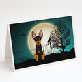 Halloween Scary English Toy Terrier Greeting Cards Pack of 8 Blank Cards with Envelopes Whimsical A7 Size 5x7