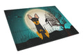 Halloween Scary English Toy Terrier Cutting Board Tempered Glass Kitchen Cutting Surface, Heat Resistant Chopping, Non-Slip Feet, Food Prep & Serving