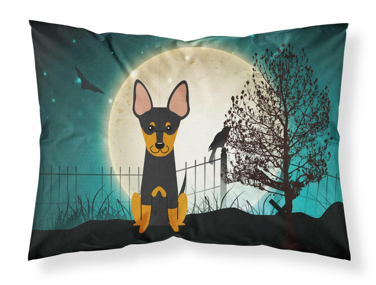 Halloween Scary English Toy Terrier Standard Pillowcase Lightweight Super Soft Easy Care Decorative Artwork Pillowcase, Standard