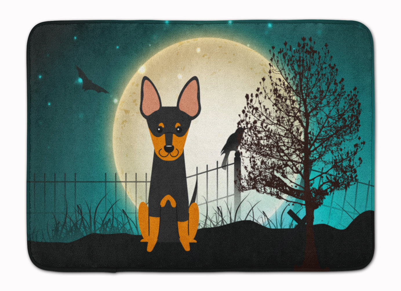 Halloween Scary English Toy Terrier Memory Foam Kitchen Mat Machine Washable Anti-Fatigue Cushion Comfort Bath or Kitchen Rug