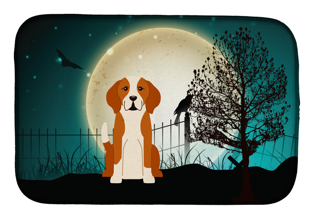Halloween Scary English Foxhound Dish Drying Mat Absorbent Dish Drying Mat Pad for Kitchen Counter Dish Drainer Mat for Countertop, 14 x 21", Multicolor