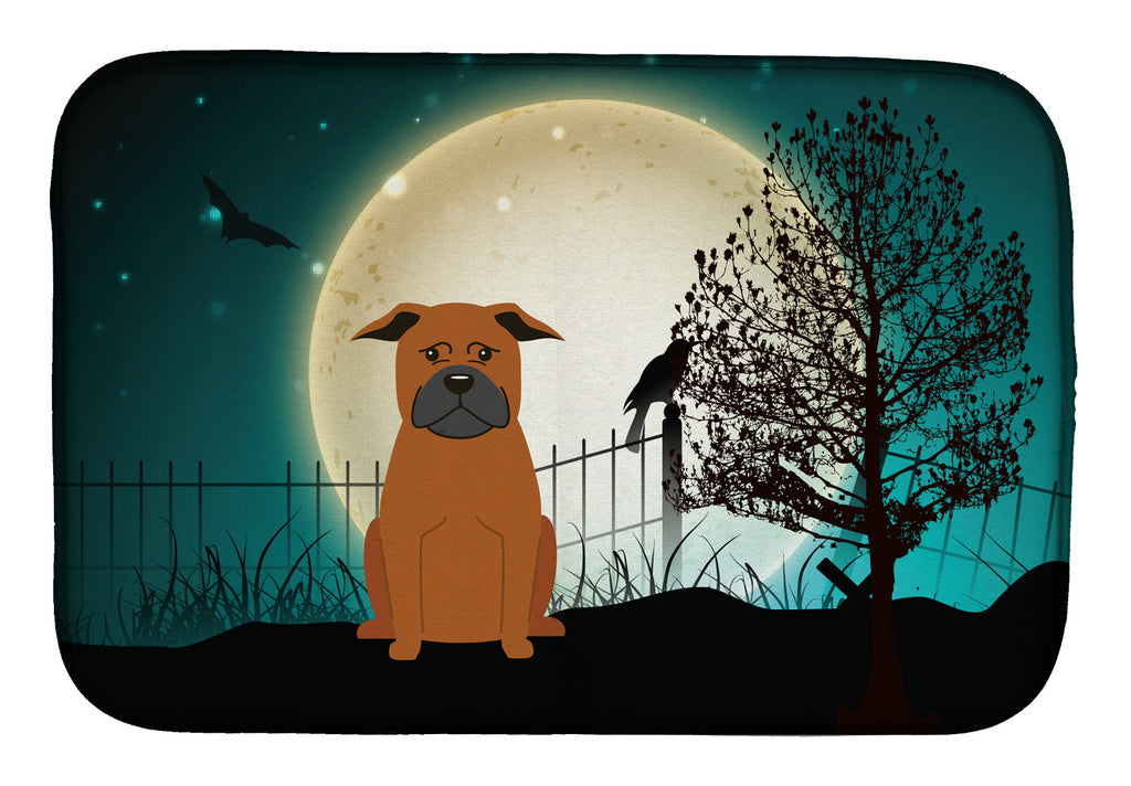 Halloween Scary Chinese Chongqing Dog Dish Drying Mat Absorbent Dish Drying Mat Pad for Kitchen Counter Dish Drainer Mat for Countertop, 14 x 21", Multicolor