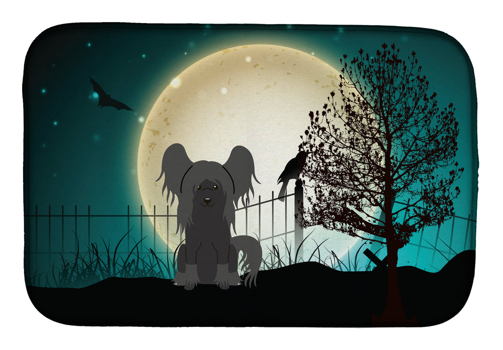 Halloween Scary Chinese Crested Black Dish Drying Mat Absorbent Dish Drying Mat Pad for Kitchen Counter Dish Drainer Mat for Countertop, 14 x 21", Multicolor