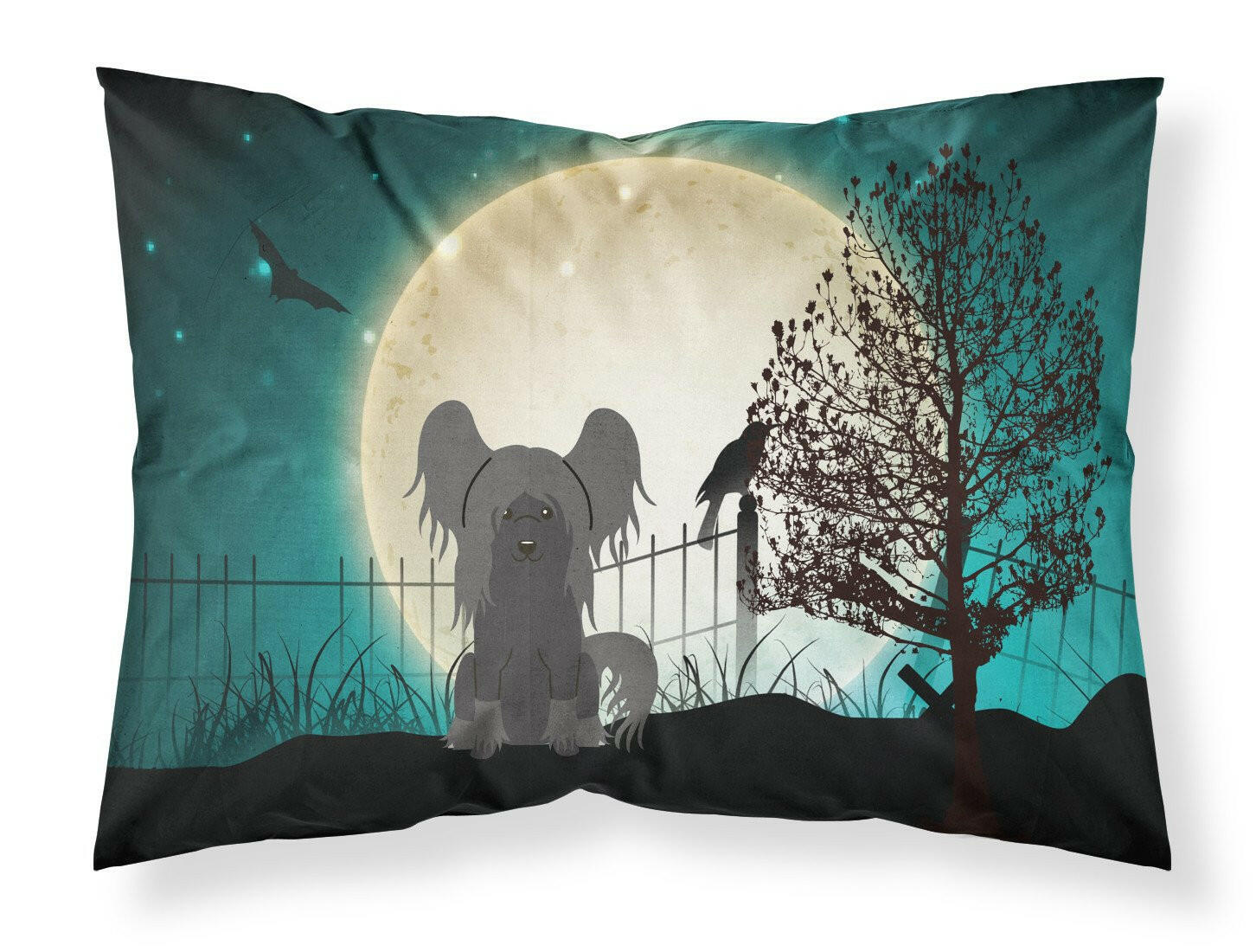 Halloween Scary Chinese Crested Black Standard Pillowcase Lightweight Super Soft Easy Care Decorative Artwork Pillowcase, Standard
