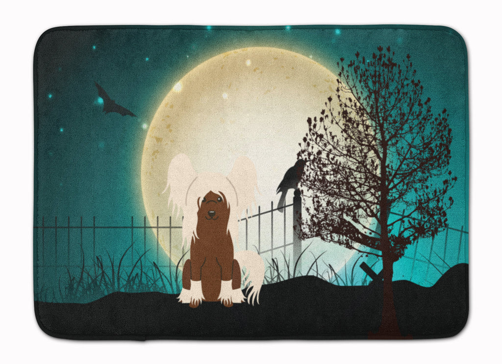 Halloween Scary Chinese Crested Cream Memory Foam Kitchen Mat Machine Washable Anti-Fatigue Cushion Comfort Bath or Kitchen Rug