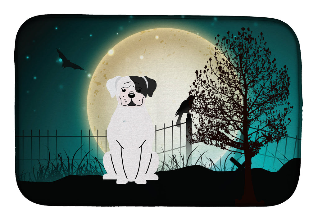 Halloween Scary White Boxer Cooper Dish Drying Mat Absorbent Dish Drying Mat Pad for Kitchen Counter Dish Drainer Mat for Countertop, 14 x 21", Multicolor