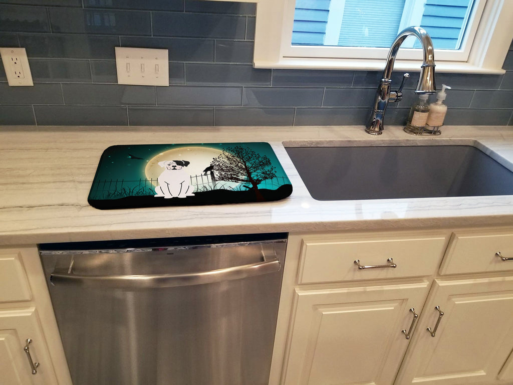 Halloween Scary White Boxer Cooper Dish Drying Mat Absorbent Dish Drying Mat Pad for Kitchen Counter Dish Drainer Mat for Countertop, 14 x 21", Multicolor
