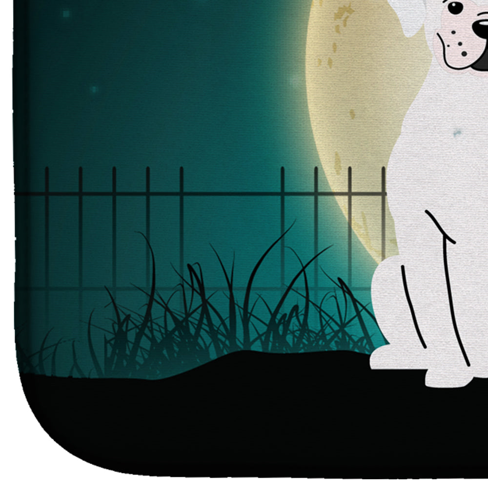 Halloween Scary White Boxer Cooper Dish Drying Mat Absorbent Dish Drying Mat Pad for Kitchen Counter Dish Drainer Mat for Countertop, 14 x 21", Multicolor