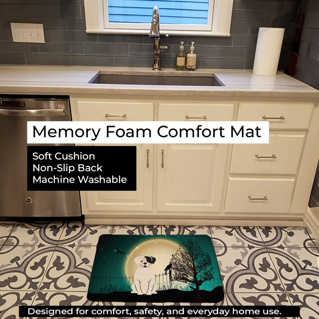 Halloween Scary White Boxer Cooper Memory Foam Kitchen Mat Machine Washable Anti-Fatigue Cushion Comfort Bath or Kitchen Rug