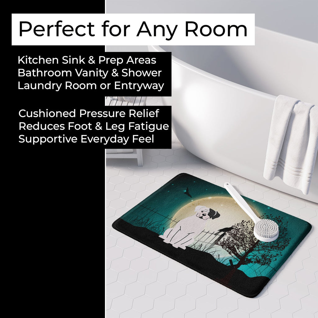 Halloween Scary White Boxer Cooper Memory Foam Kitchen Mat Machine Washable Anti-Fatigue Cushion Comfort Bath or Kitchen Rug