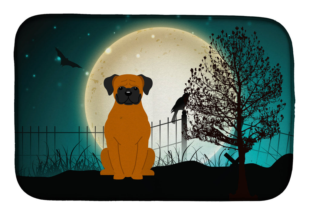 Halloween Scary Fawn Boxer Dish Drying Mat Absorbent Dish Drying Mat Pad for Kitchen Counter Dish Drainer Mat for Countertop, 14 x 21", Multicolor
