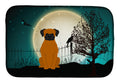 Halloween Scary Fawn Boxer Dish Drying Mat Absorbent Dish Drying Mat Pad for Kitchen Counter Dish Drainer Mat for Countertop, 14 x 21", Multicolor