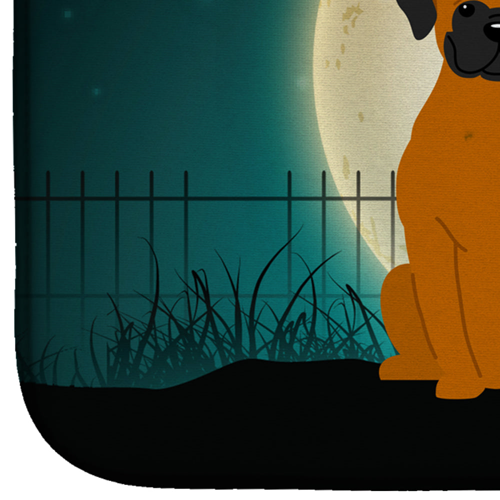 Halloween Scary Fawn Boxer Dish Drying Mat Absorbent Dish Drying Mat Pad for Kitchen Counter Dish Drainer Mat for Countertop, 14 x 21", Multicolor