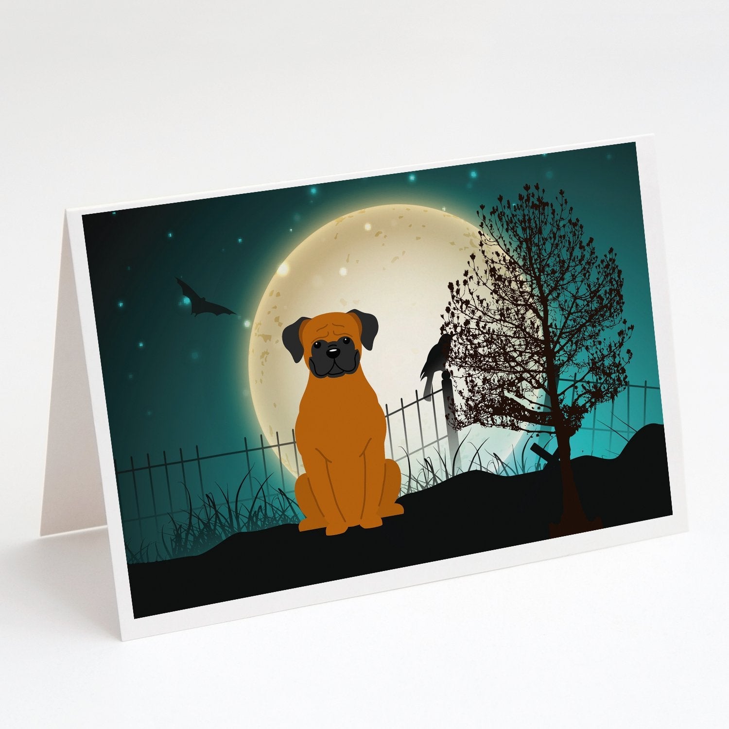 Halloween Scary Fawn Boxer Greeting Cards Pack of 8 Blank Cards with Envelopes Whimsical A7 Size 5x7
