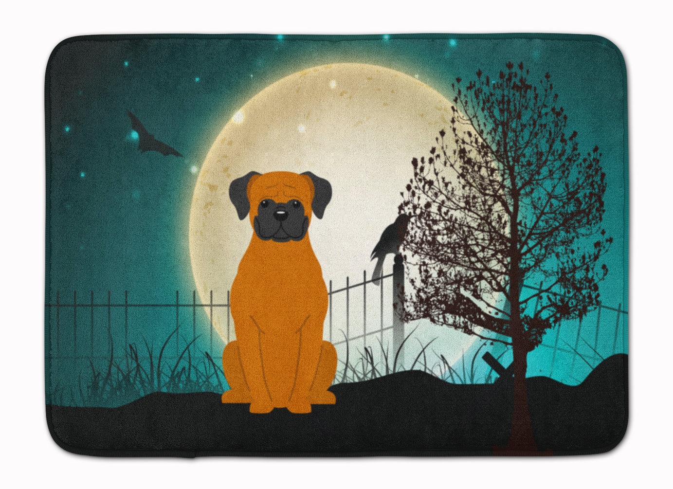 Halloween Scary Fawn Boxer Memory Foam Kitchen Mat Machine Washable Anti-Fatigue Cushion Comfort Bath or Kitchen Rug